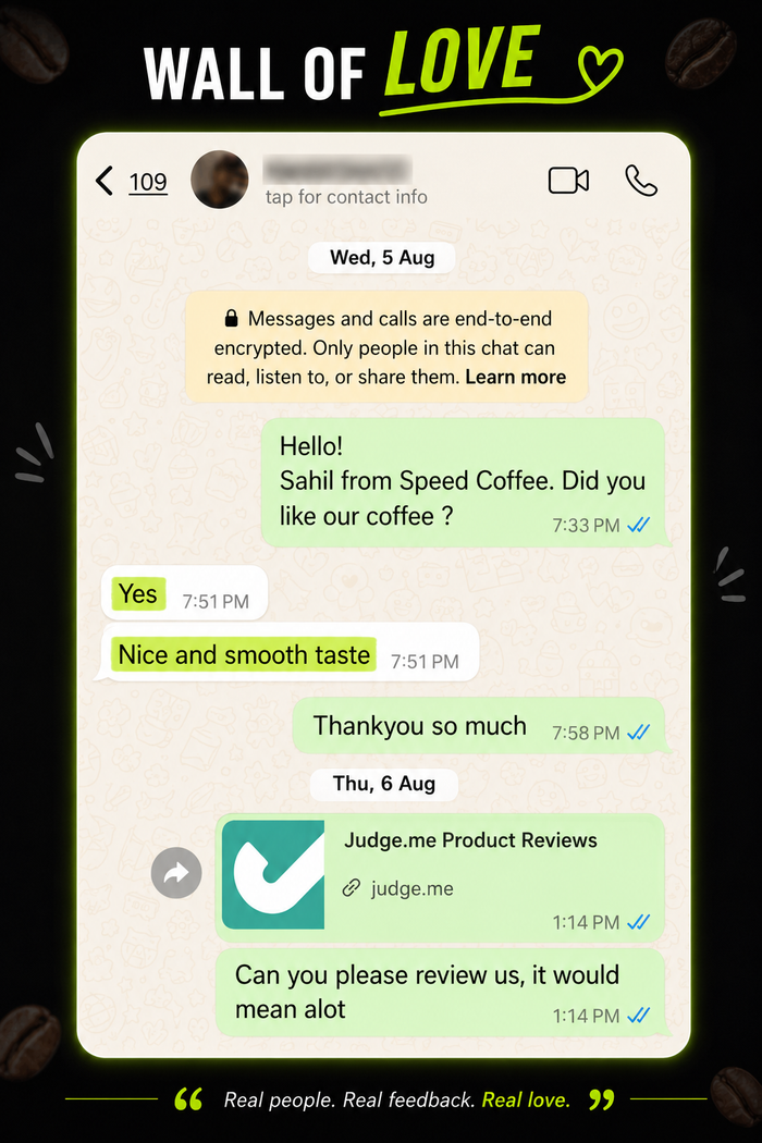 Speed Coffee customer feedback